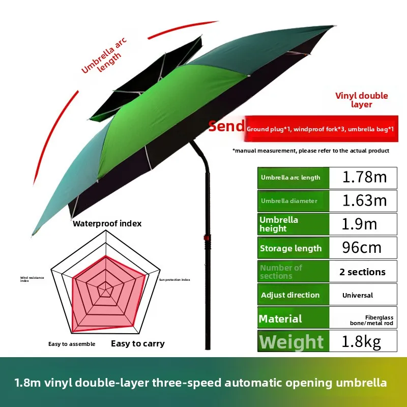 Factory Wholesale Fishing Umbrella 1 Point Eight Meter Tilt Folding Uv Umbrella Beach Fishing Umbrella Outdoor Umbrella