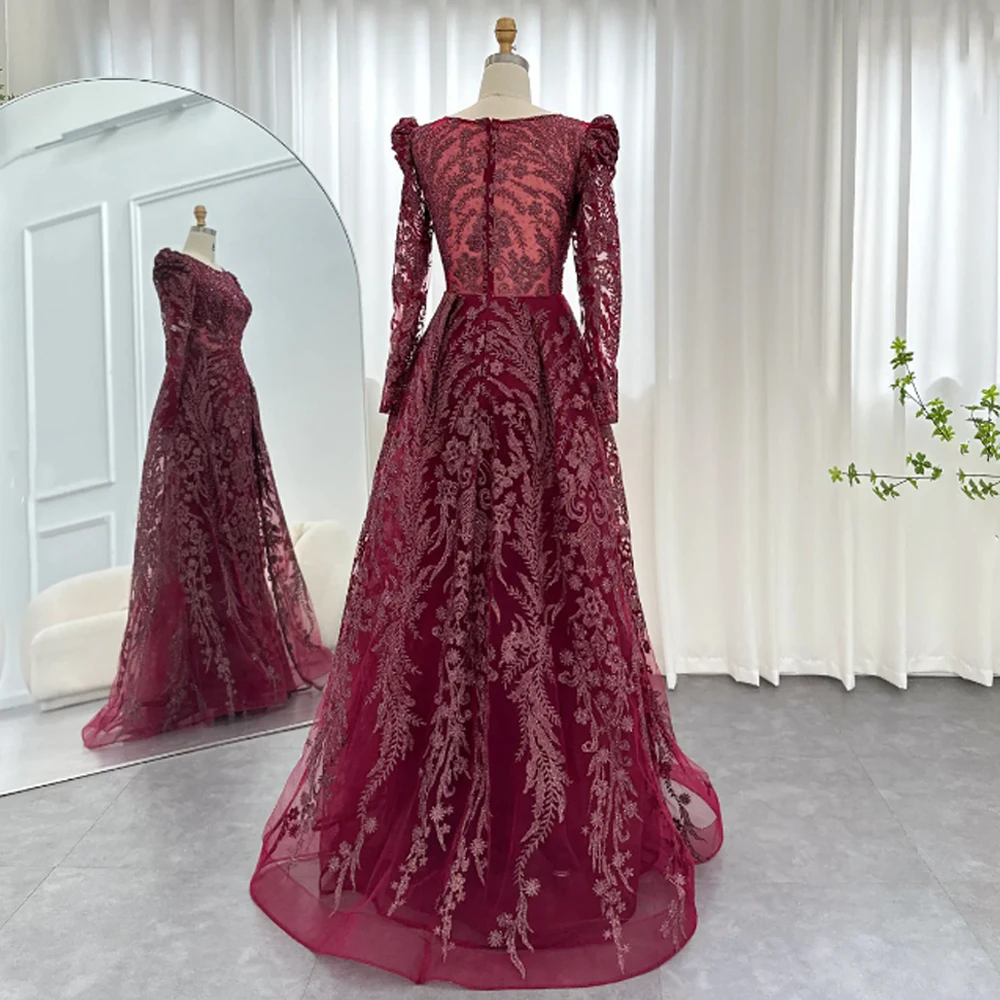 Customized Intricate High quality Formal Organza Pattern Pleat Embroidery A-line High Collar Long Dresses Cocktail Dresses image 2