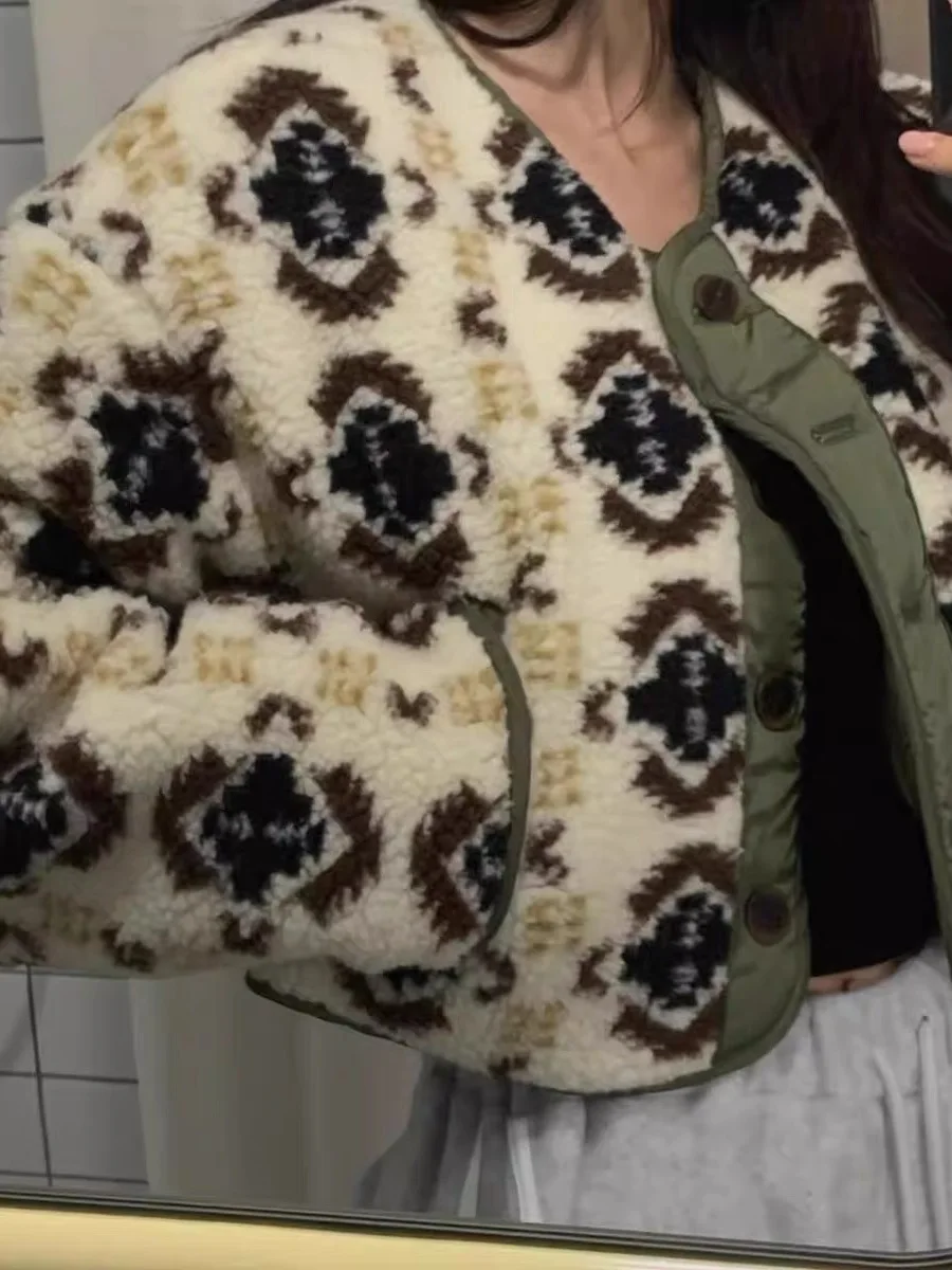 Faionable Double-Sided Wear Lamb Fur Cotton Jaet Women's ort Design Winter New Arrival Outerwear Trendy Chinese Brand