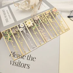 Personalized Bookmark with Birth Flower Name Colorful Stainless Steel Bookmark with Birthday Flower Gift for Children/Book lover