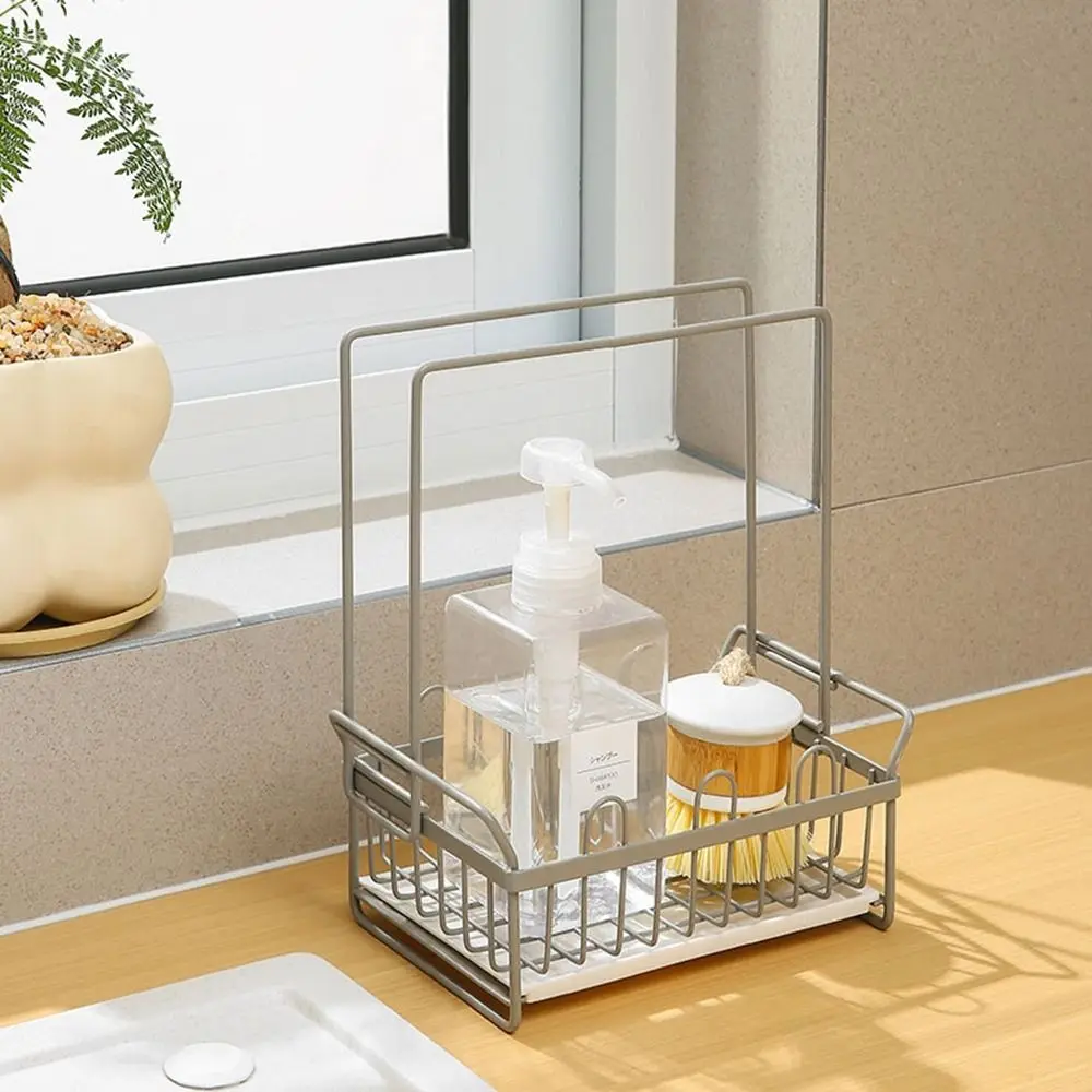 

Iron Kitchen Dishcloth Holder Waterproof Self Draining Towel Sponge Drain Racks with Drain Tray Space Saving