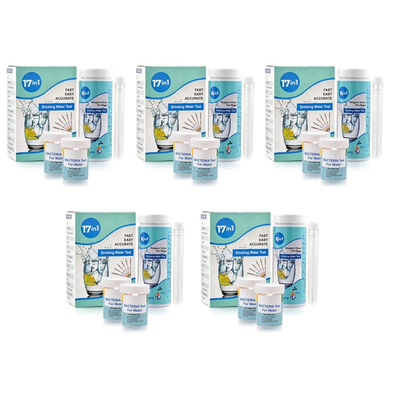 5X 17-In-1 Complete Water Test Kit For Home,500 Strips + 10 Water Testing Kits For Drinking Water Easy Testing, PH, Lead Promoti