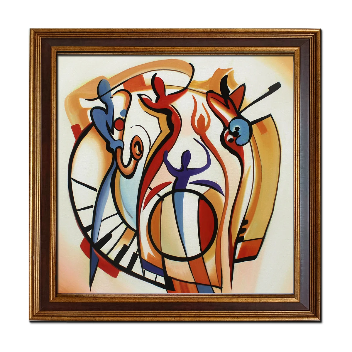 

Golden Framed-Modern Wall Art Home Decor Hand painted Music Abstract Figure Oil Painting On Canvas Reproduction