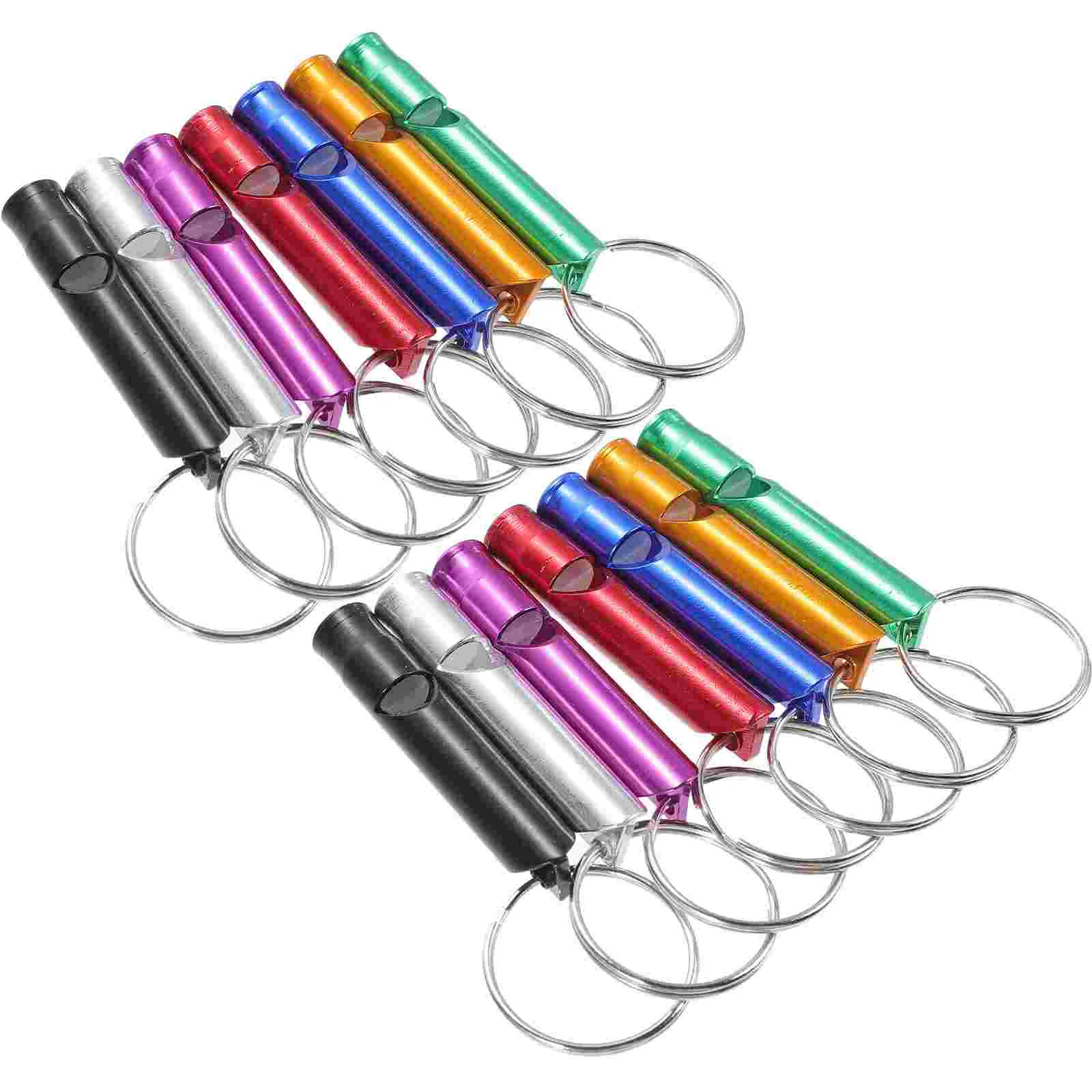 15 Pcs Aluminum Alloy Whistle Metal Keychain Hanging Delicate Camping Accessory Sports Fob Emergency Portable on Foot