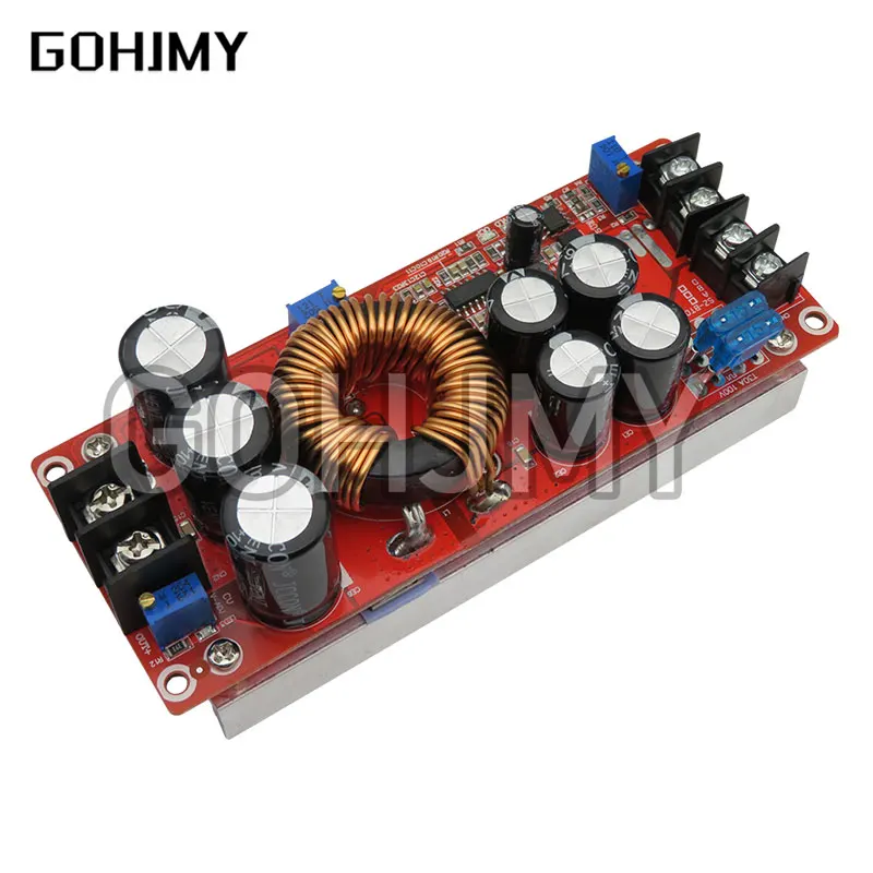 Dc 20a 1200w step-up boost módulo de corrente constante fonte de alimentação de tensão variável em 8-60v módulo intensificador de alta qualidade