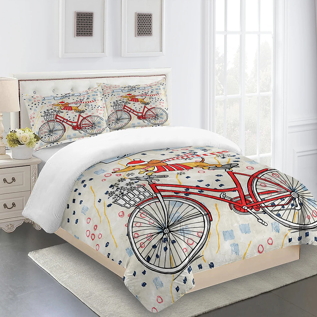 3 Pieces Bedding Comforter Sets Dog Themed Print Pillowcase Decorative Sleeping Supplies Bed Set M LYSHDW2109250008