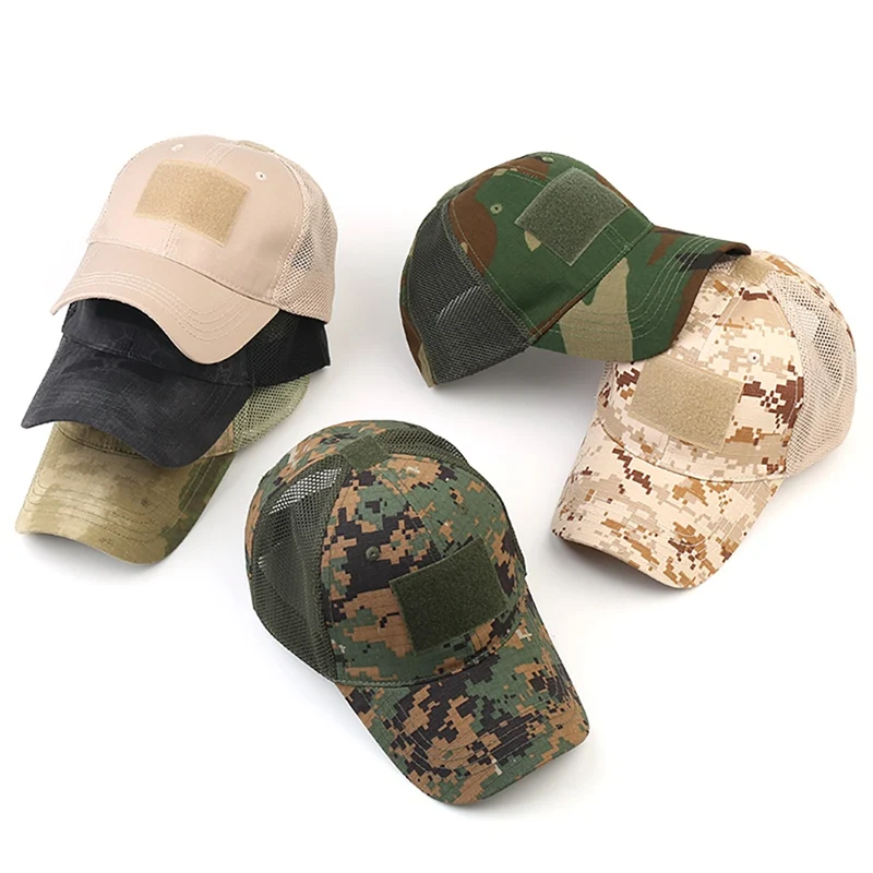 

Multicam Camouflage Tactical Mesh Cap, Adjustable Snapback Hat for Fishing Hunting Hiking