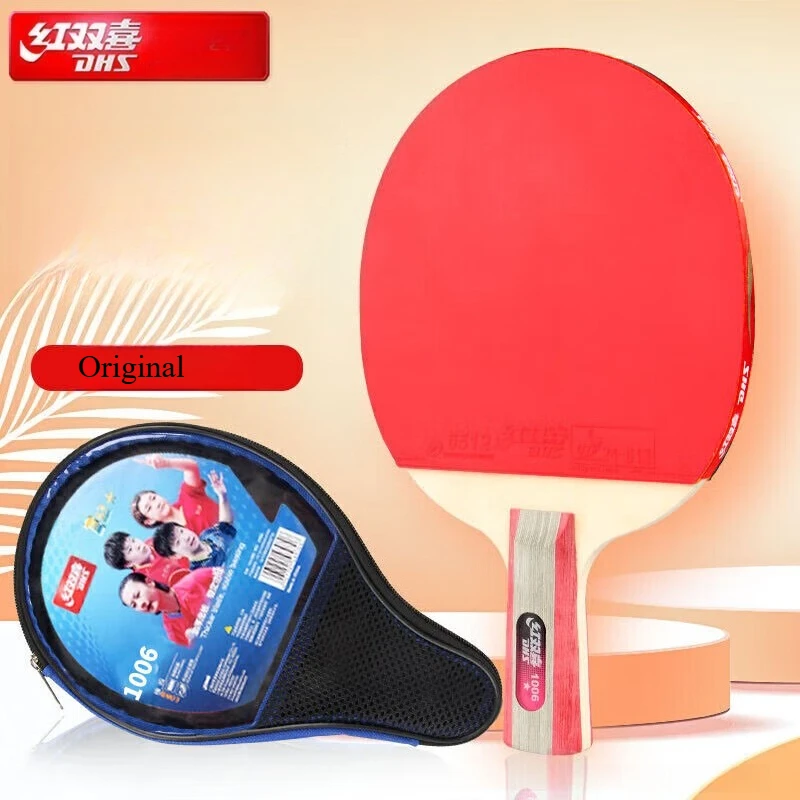 

DHS H1006 Table Tennis Racket Ping-pong Bat Non Slip Training Game Racquet Sports Pure Wood Paddle Sticky Rubber with Bag Balls