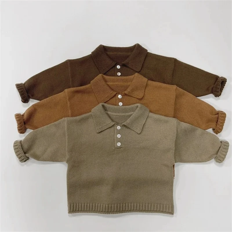 

Brown Plus Thicken Autumn Winter Pullover Warm Children's Clothing Boys Woolen Sweater Crochet Cotton Windbreak 2025