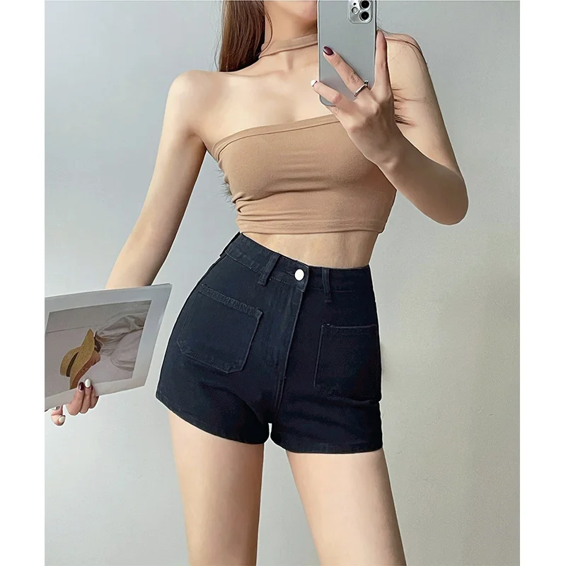 Pocket High Waist Denim Shorts Women 2023 Summer New Street Spicy Girls A-line Hot Shorts Sweet Fashion Korean  M884