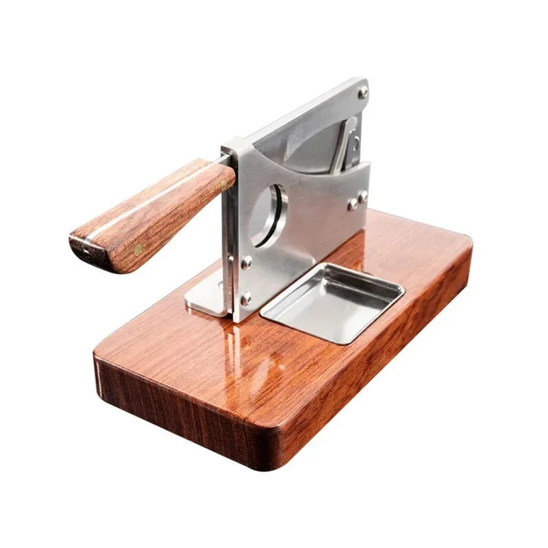 Stainless Steel Cigar Cutter Sharp Blade Solid Wood Desktop Cigar Cutter with Cigar Caps Trays Luxury Puro Scissors Living Room