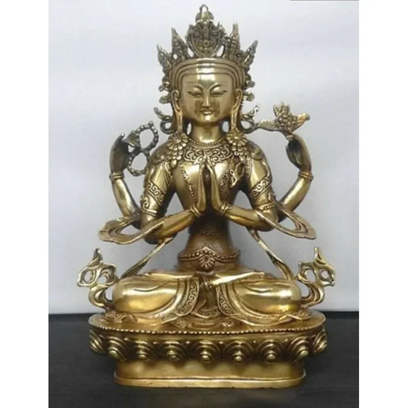 

11" Tibet Bronze Four Armed Guanyin