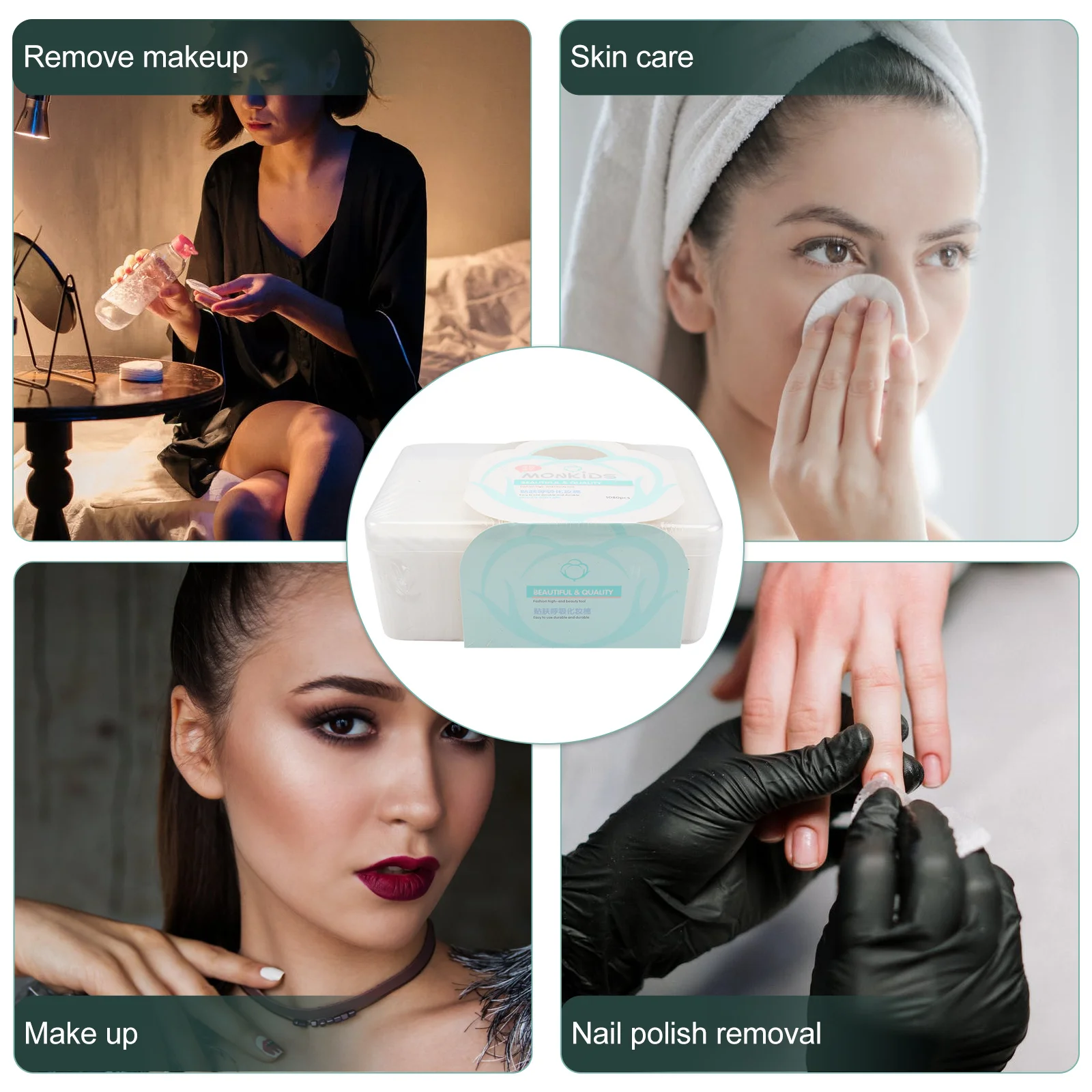 

1080Pcs Pads for Makeup Cotton Pads Reusable Skin Care Cleansing Toner Lotion Applicator Lightweight Portable