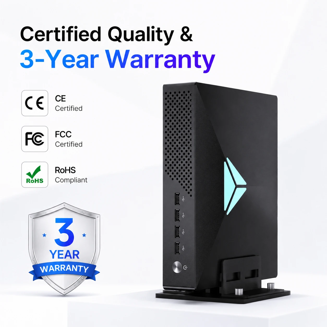 MSECORE MV200 Mini PC Intel Core i9‑9900T RTX 3050 8GB Dedicated GPU Windows 11 Gaming Desktop Computer DDR4 NVME SSD WiFi6E 8K view 5