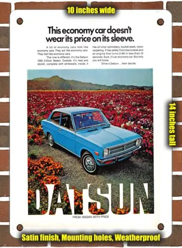 METAL SIGN - 1972 Datsun 1200 2 Door Sedan - 10x14 Inches