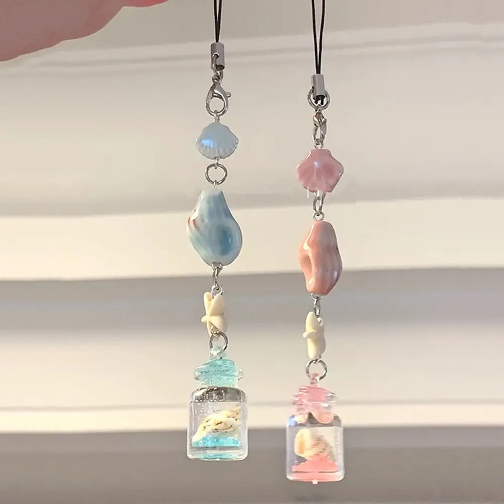 

Милая прозрачная дрейфующая бутылка, подвесная милая дизайнерская цепочка для телефона с вишневым цветком, узор Сакуры, подвеска с колокольчиком, украшение для ключей