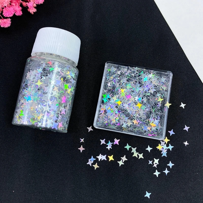 Star Glitter อีพ็อกซี่เรซินแม่พิมพ์ฟิลเลอร์เล็บเลื่อม Glitters-Flake ตกแต่งเล็บ เรซิ่นบรรจุวัสดุ