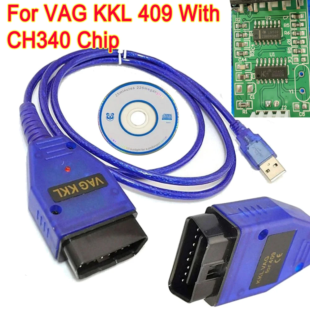 CH340 Chip For VAG KKL 409 OBD2 Scanner For VAG 409 KKL Diagnostic USB Interface 409.1 Cable Adapter For VAG Group