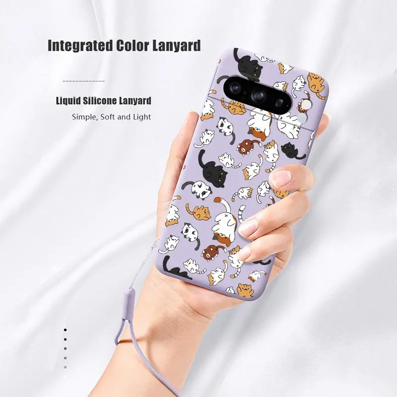 Pixel 8Pro Lively Kitty Bracelet Silicone Phone Case For Google Pixel 8Pro 8 8A 5 3XL 3A 4 4A 5 9 9Pro 6 6A 7 7A 9ProXL Cover