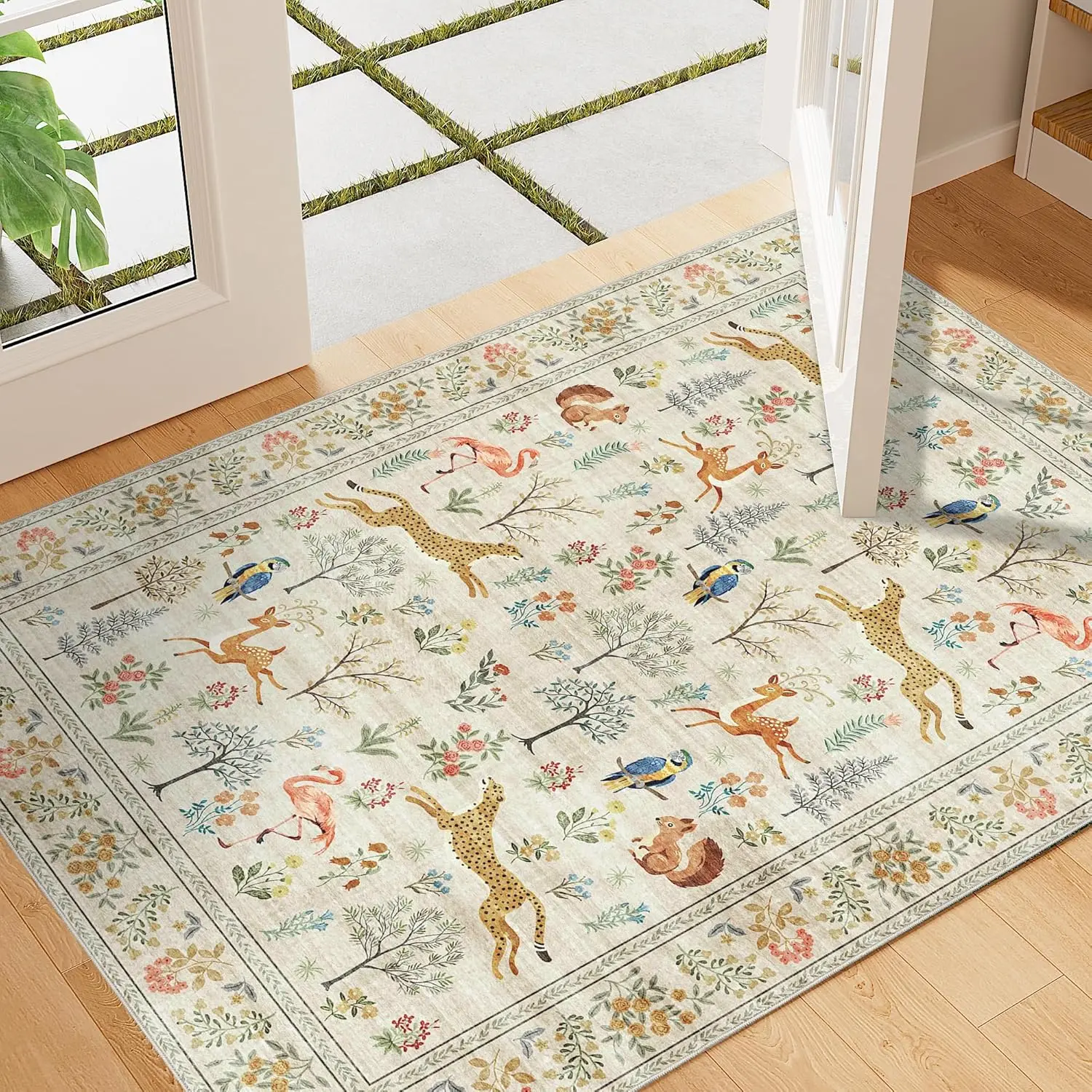 

Коврик 2x3 фута, моющийся, с рисунком животных, для прихожей, нескользящий, для использования внутри помещений, мягкий, с коротким ворсом, для входной зоны, для спальни