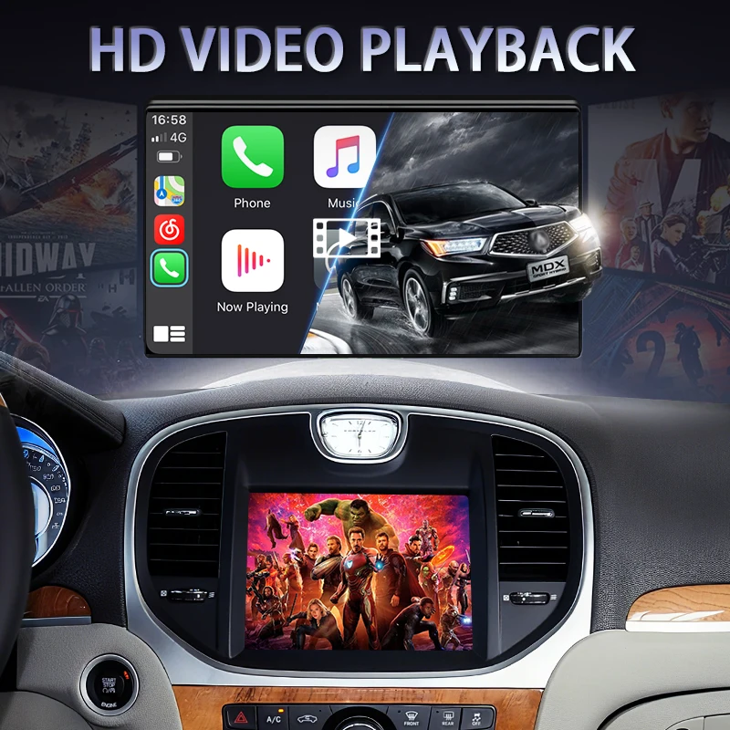 CarPlay Android Auto اللاسلكي لكرايسلر 300C دودج تشالينجر جيب 2011-2019 مع كاميرا AirPlay العكسية الوسائط المتعددة