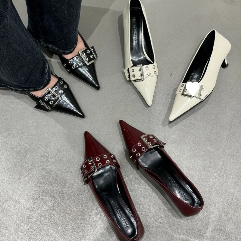 

Женские туфли-лодочки в римском стиле в стиле ретро, весна-осень 2021, модные сандалии с острым носком и неглубоким носком, модные туфли на низком каблуке Morden