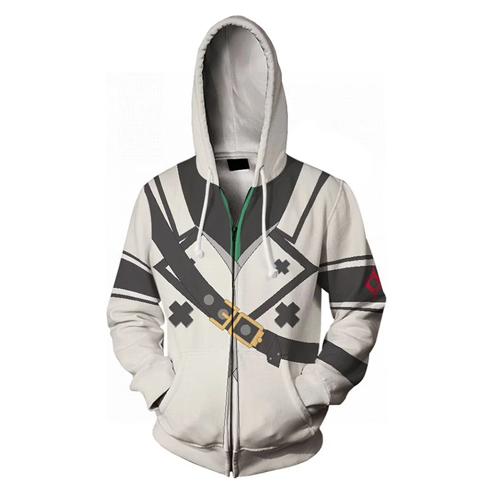 Coupable Cos Gear Ramlethal Ino Bridget Anime Hoodie pour hommes et femmes, sweat à capuche imprimé, streetwear décontracté, veste zippée