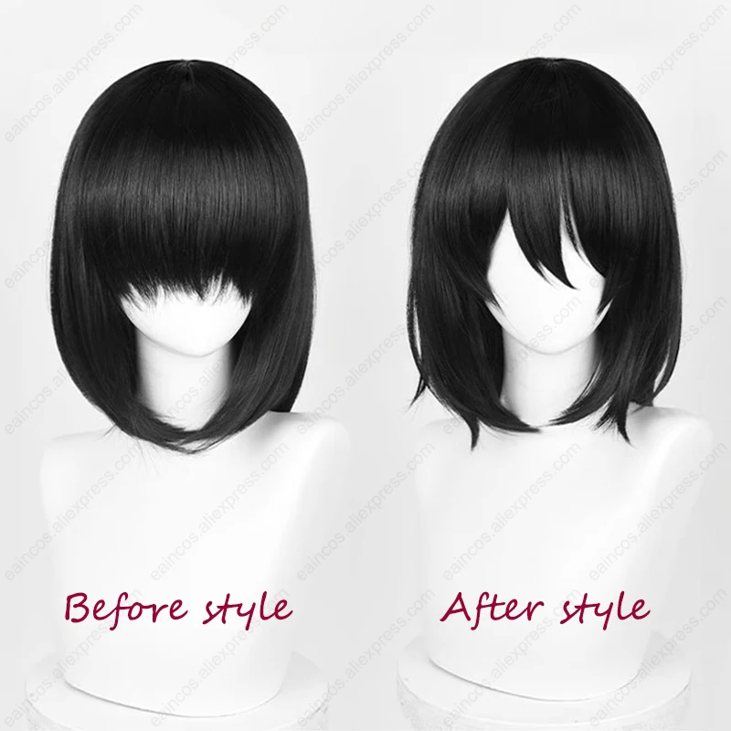 Anime Fyodor Dostoevsky Cosplay Wig  Fyodor D 35cm Black Short Wigs Heat Resistant Synthetic Hair