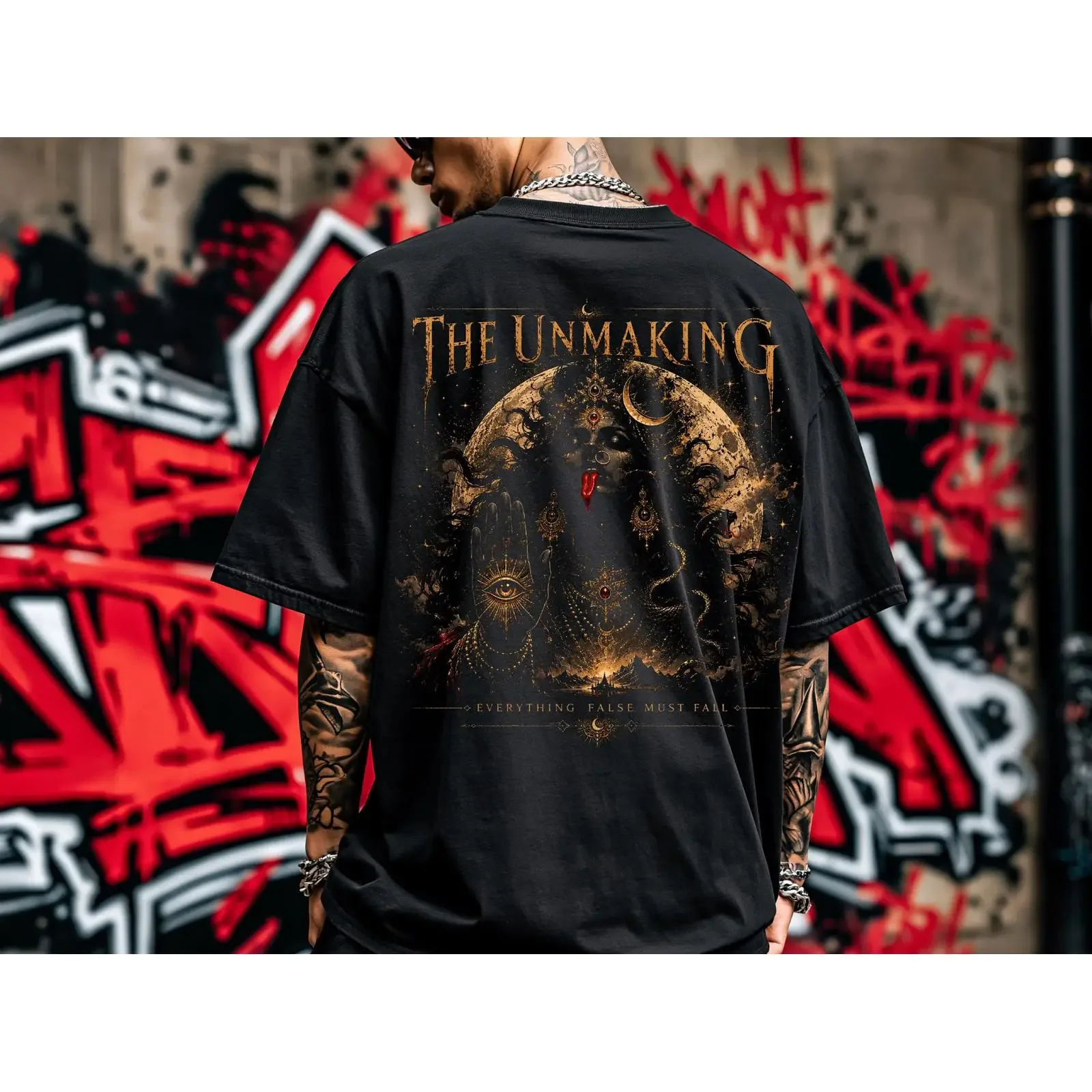 The Unmaking Dark Gothic Kali T shirt Third Eye Spiritual Awakening Oversized Boxy Streetwear vintage Washed designer clothes