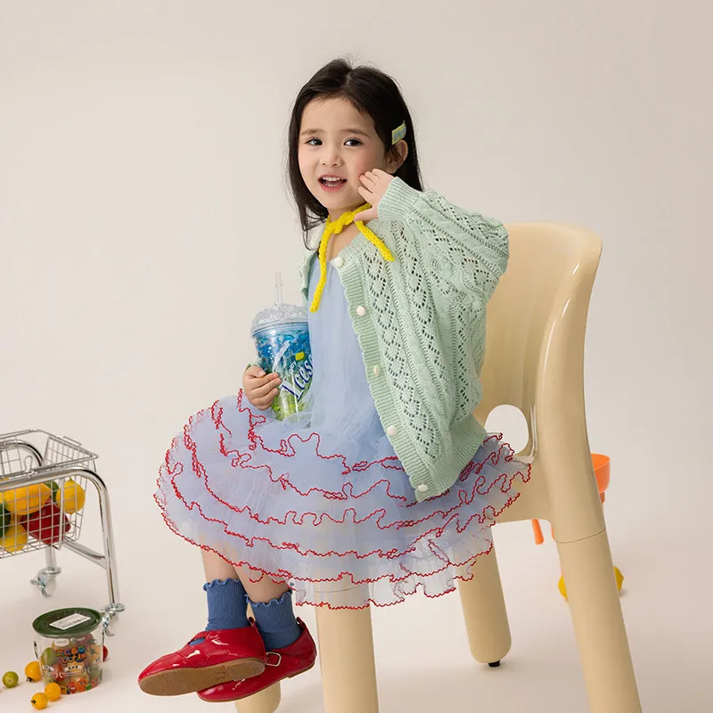 Childrens Sweater 2026 Spring Collection New Cotton Anti Static Girls Knitted Cardigan