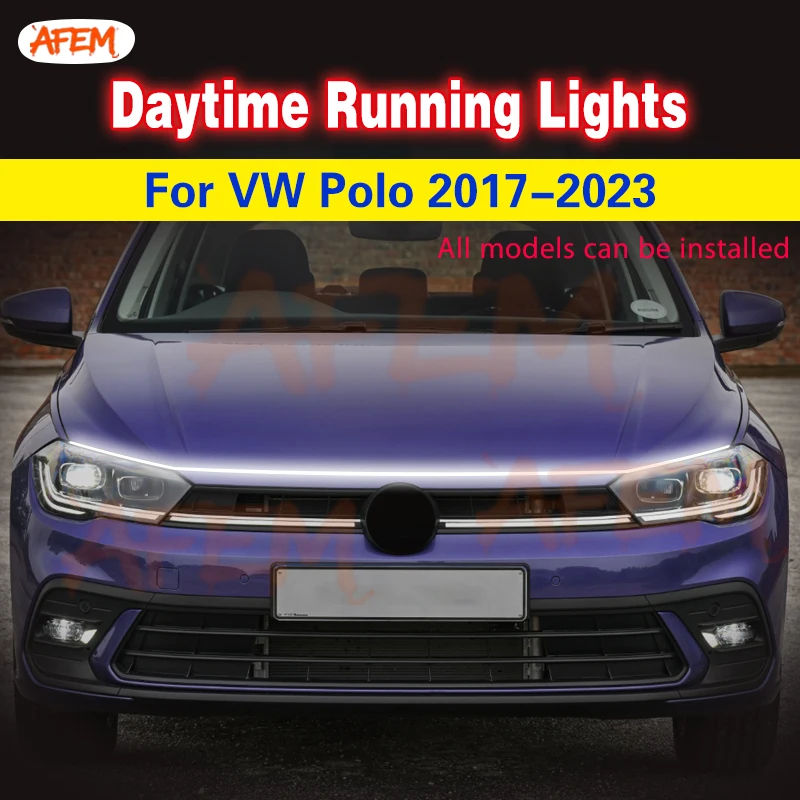 

12V Car LED Flexible Strip Lights Car DRL Daytime Running Lights Waterproof Headlight Driving Lamp DRL For VW Polo 2017-2023