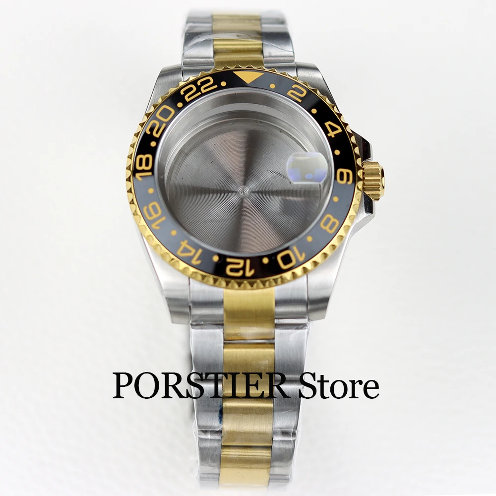 40mm NH35 case and oyster/jubilee strap gold silver stainless steel for NH34 NH35 NH36 movement 28.5mm dial sub gmt watch case