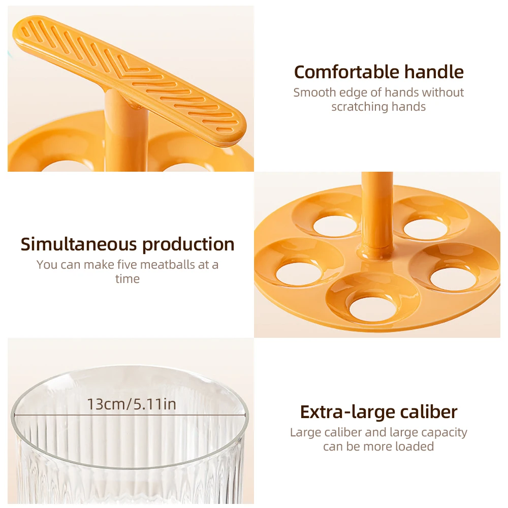 Translucent Meatball Maker 5 Balls Manual Meatball Maker Tool Meat Freezer Storage Containers DIY Kitchen Cooking Tools