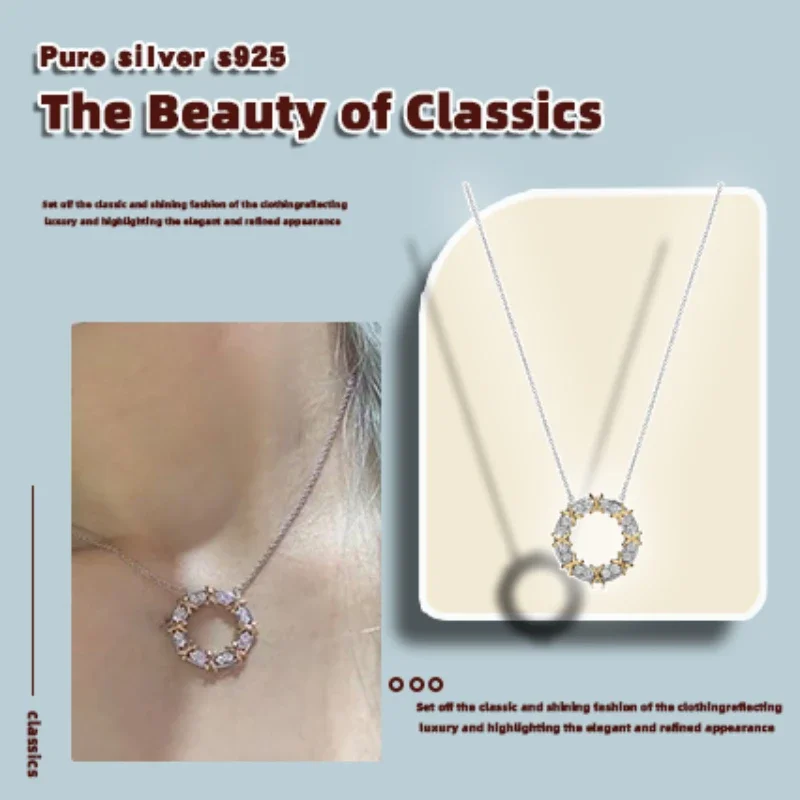 

Round sterling silver s925 ean Schlumberge series necklace irregular high-end fashion luxurious party charming accessories