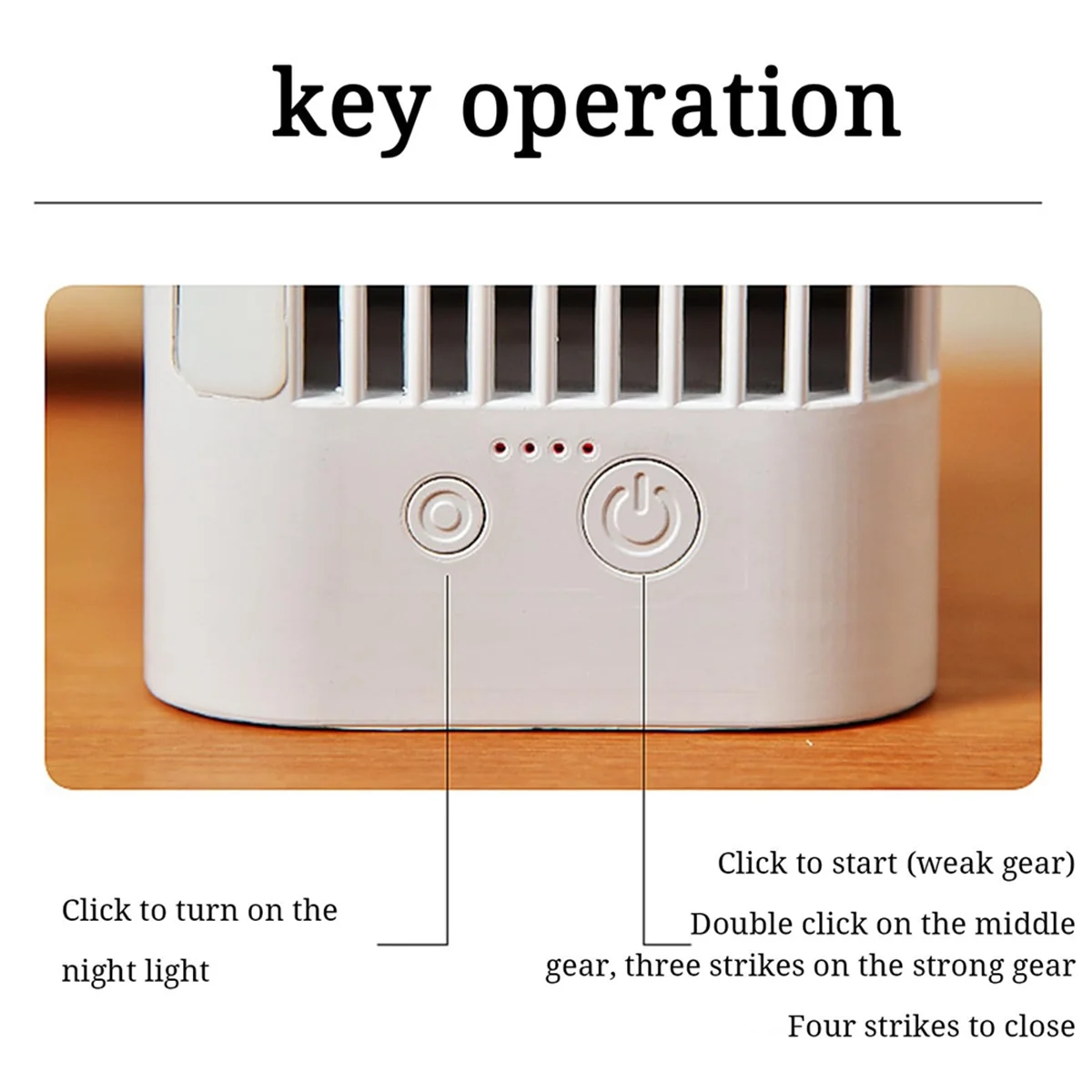 مروحة مكيف هواء لسطح المكتب موفرة للطاقة مع ضوء ليلي - مدمج ومحمول ومكاتب الغرف والمكاتب وهدايا الصيف