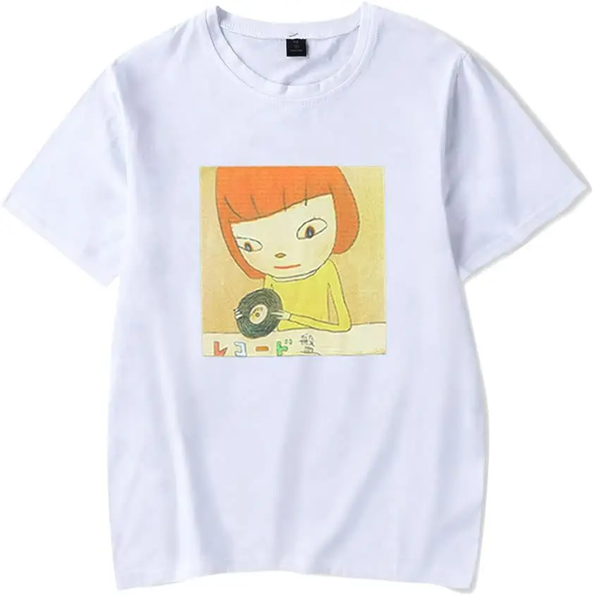 WJHYWDH Yoshitomo Nara Schallplatten T-Shirt Merch Casual Short Sleeved T Shirt Unisex Tee