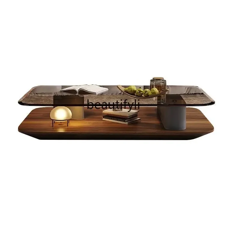 

xx1Household walnut wood grain coffee table oval living room solid wood tea table designer