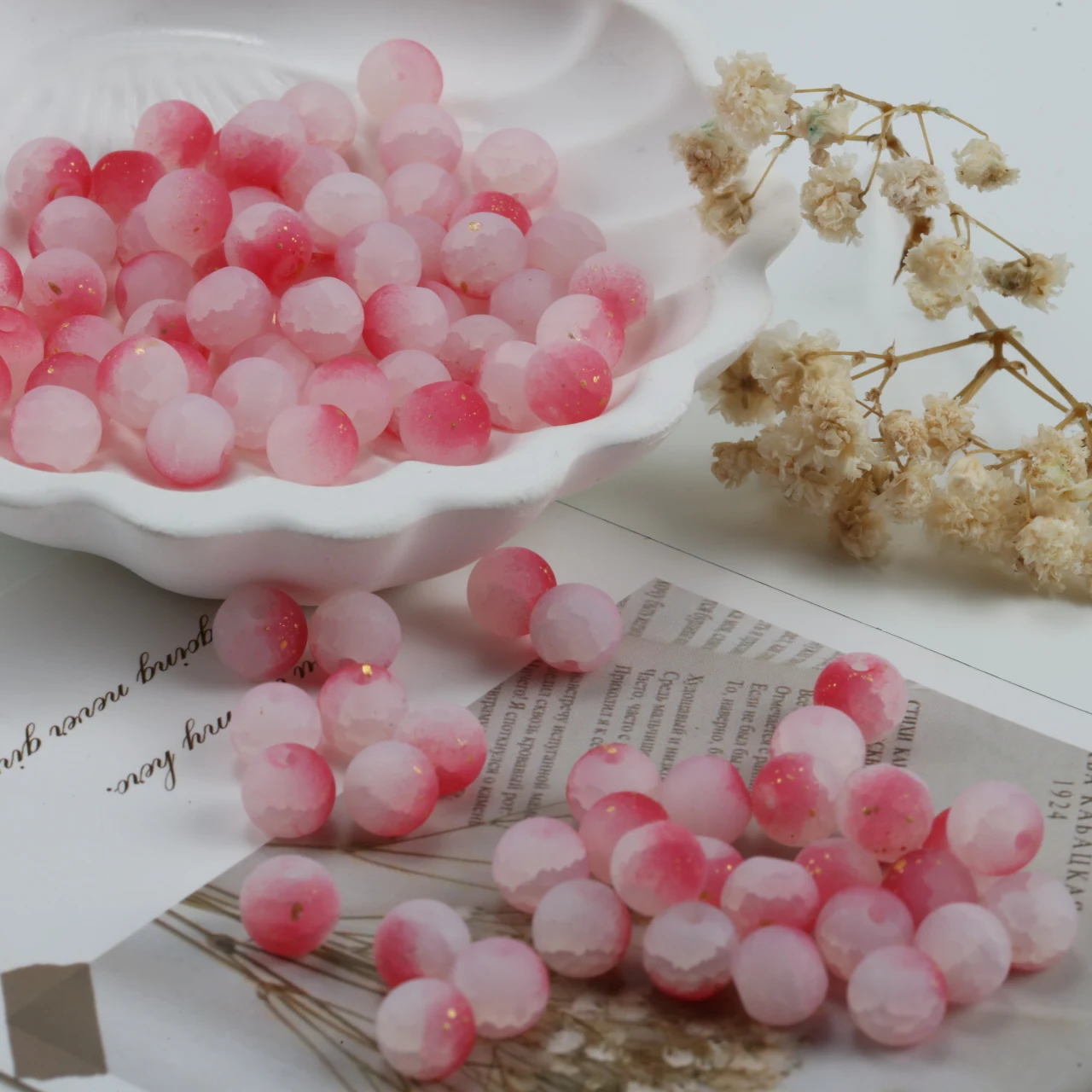 8 مللي متر 15 قطعة جولة متجمد رش خرز ذهبي الزجاج الملون الخرز فضفاض خرزة مباعدة لصنع المجوهرات قلادة سوار DIY بها بنفسك #1