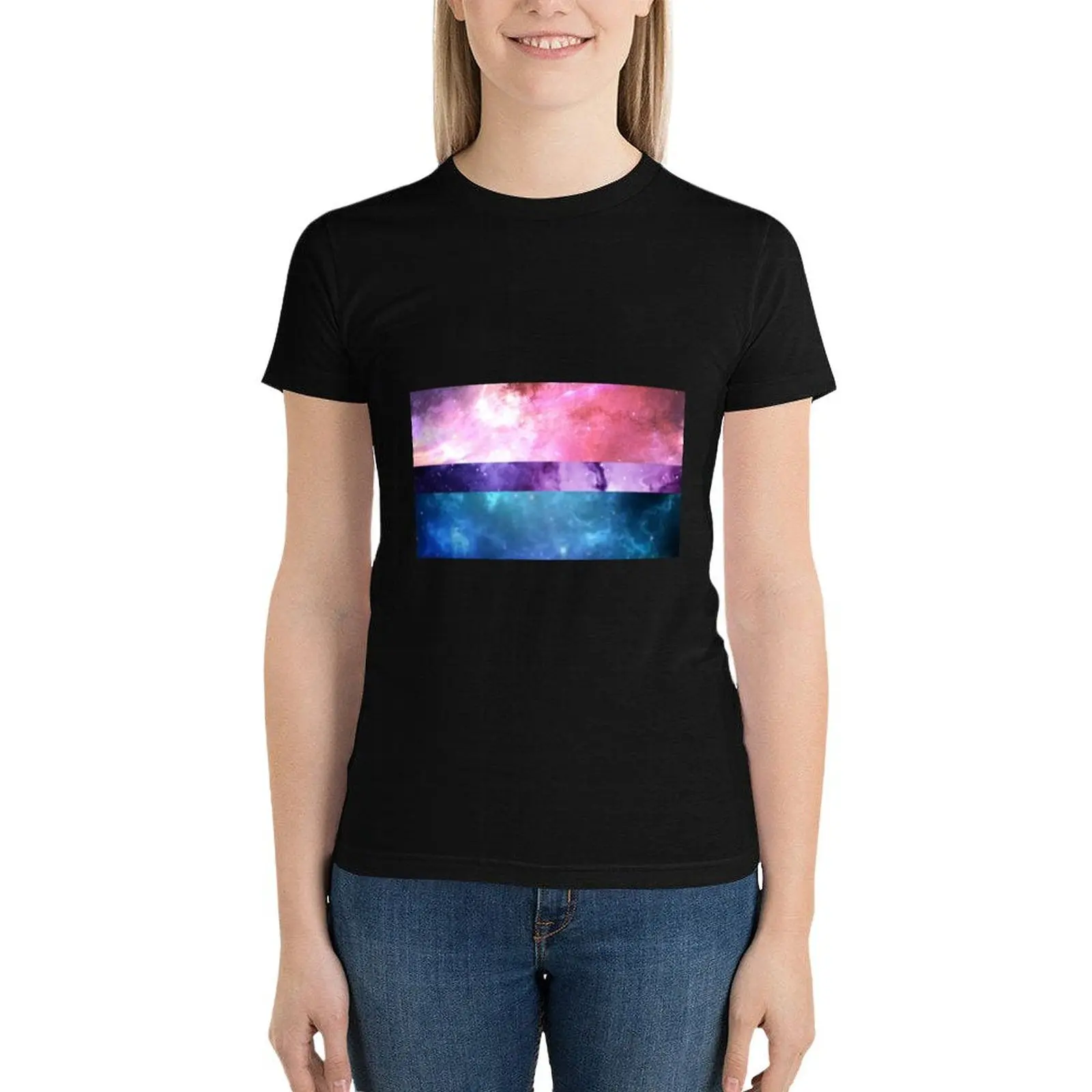 

Galaxy Bisexual Flag T-Shirt cute tops oversized summer clothes t shirt for Women