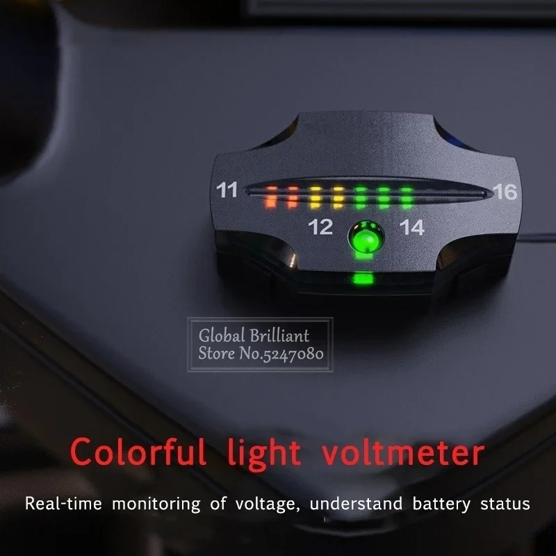 LED Tricolor Indicator Light Scroll Dot Panel Voltmeter Electric Voltage Meter Volt Tester For Auto Battery Car Motorcycle Ship