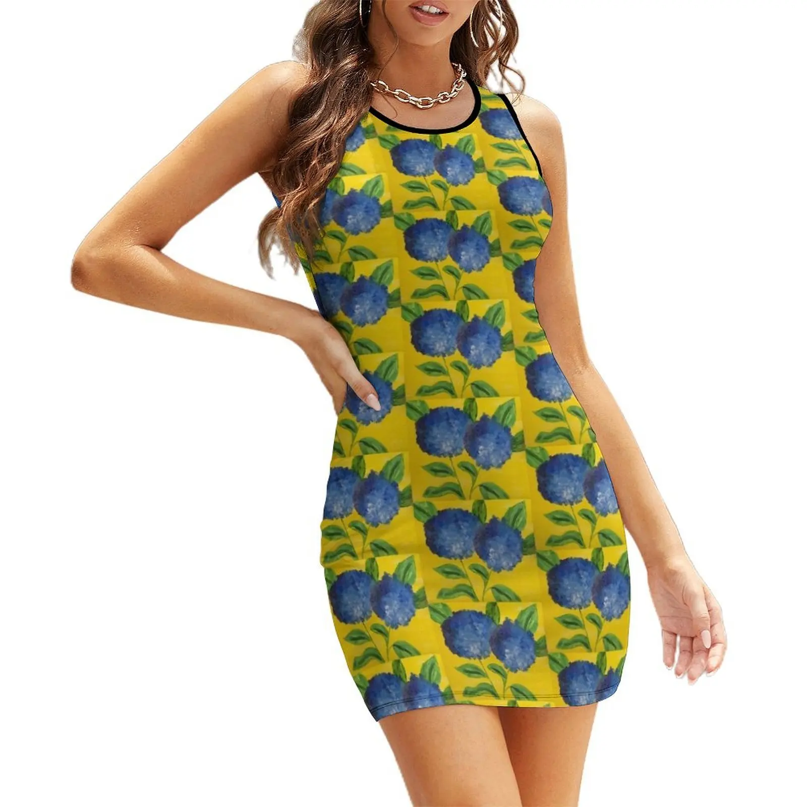 

Blue Hydrangeas Sleeveless Sundress Party dresses for women bandage dress luxury evening dresses 2025 Women's summer dresses