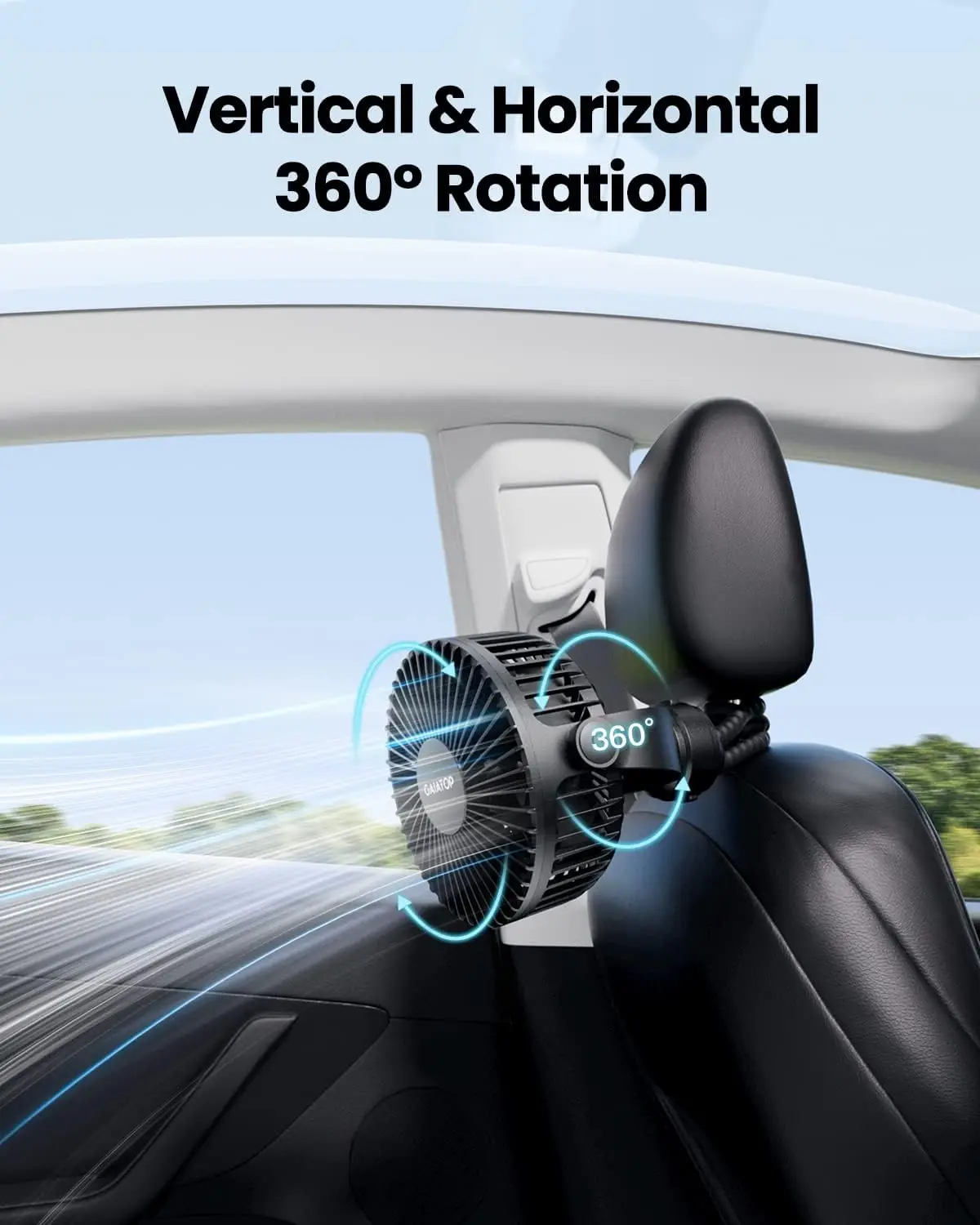 Car Mini Portable Stroller Fan, Battery Operated Small Clip On, Detachable 3 Speed Rechargeable, 360° Rotate Flexible Tripod