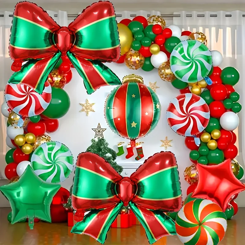 15 Stück Weihnachtsbogen-Luftballons, rote und grüne Süßigkeiten-Ballon-Set, festliche Lieferungen, Weihnachtsfeier-Dekorationen, Foto-Requisiten-Ballon