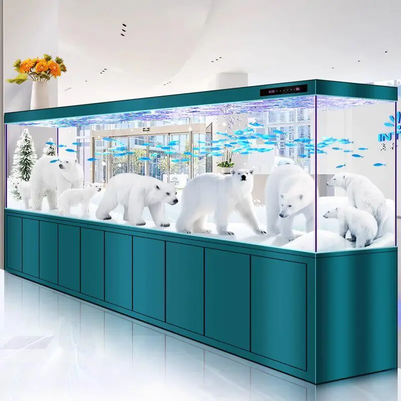 Large professional bottom filter dragon fish tank ultra-white glass aluminum alloy screen partition golden dragon fish tank