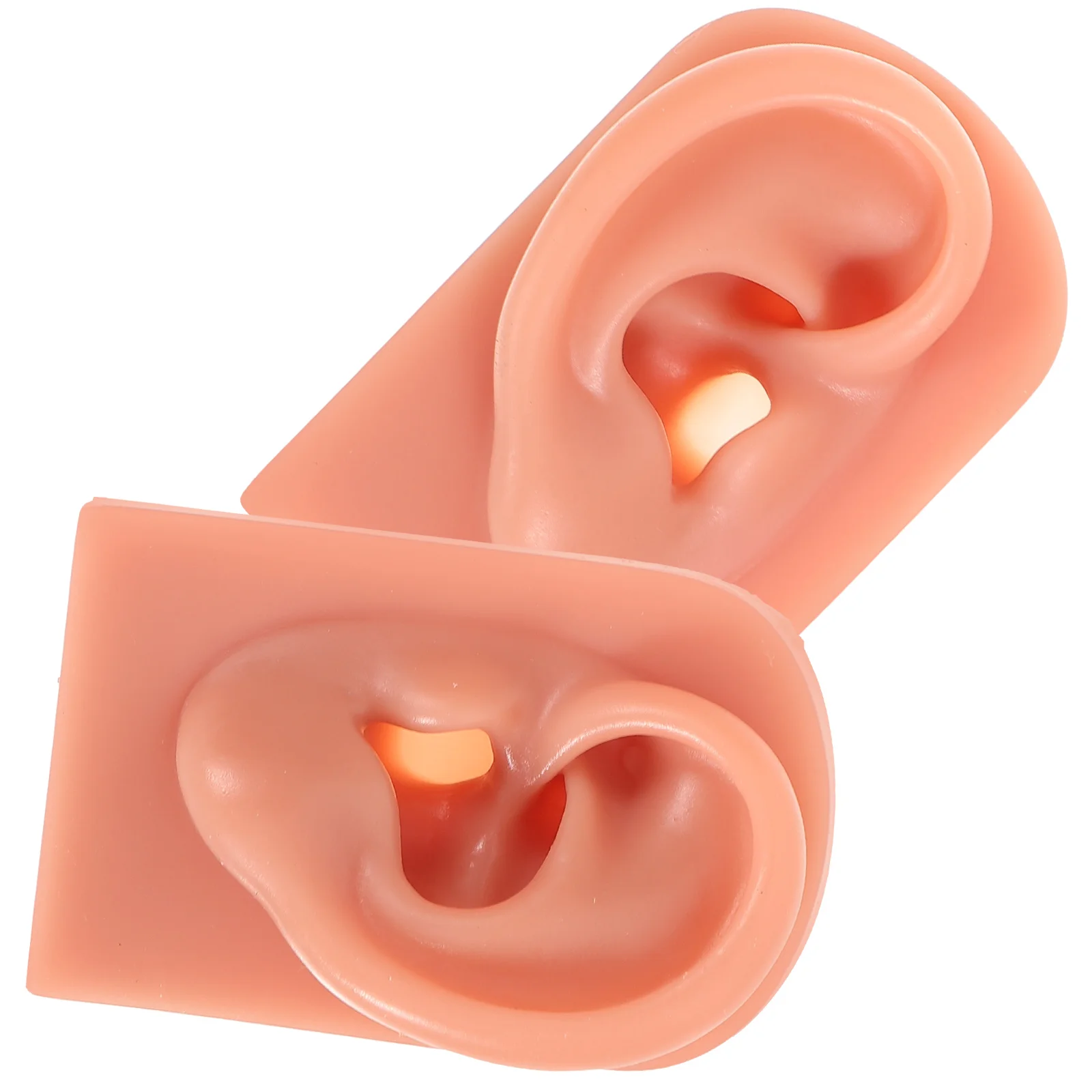 Modelo de oreja de silicona, accesorios de entrenamiento para práctica de perforación humana (Color de piel oscura (izquierda) + derecha), molde para suministros de Gel de sílice, 2 uds.