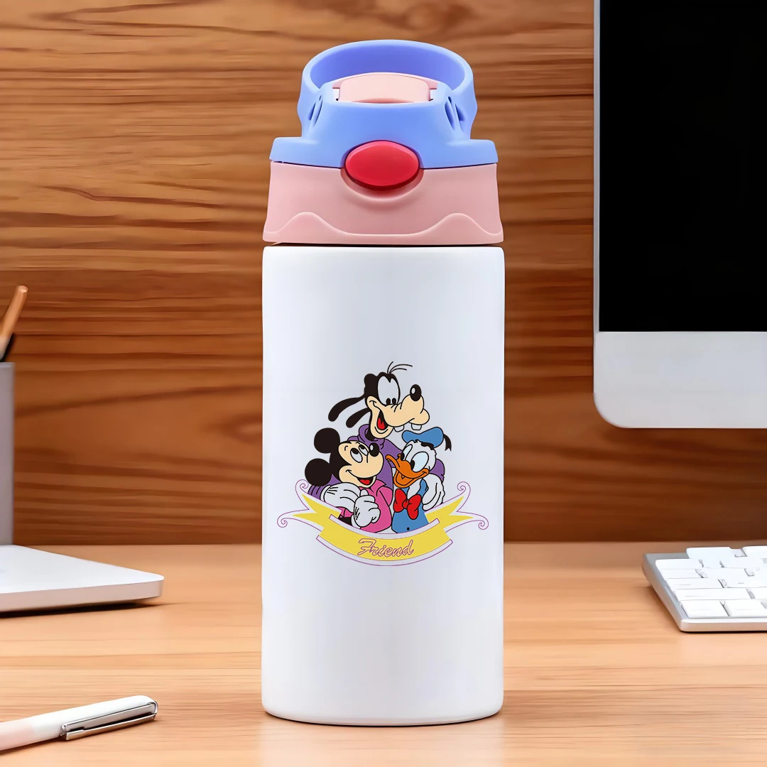 

Disney cartoon Minnie Mouse Donald Duck friendship hug cup 304 stainless steel cartoon straw cup childrens water cup New Years g