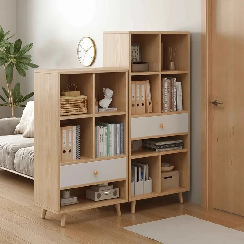 Solid wood core bookcase Floor rack Entrance barrier storage display cabinet