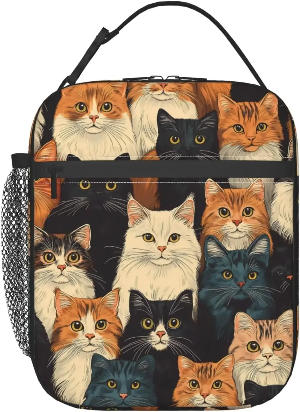 Cat Insulated Lunch Box for Women Men Cat Lunch Bag for Travel,or Fishing Polyester Cat Lunch Box