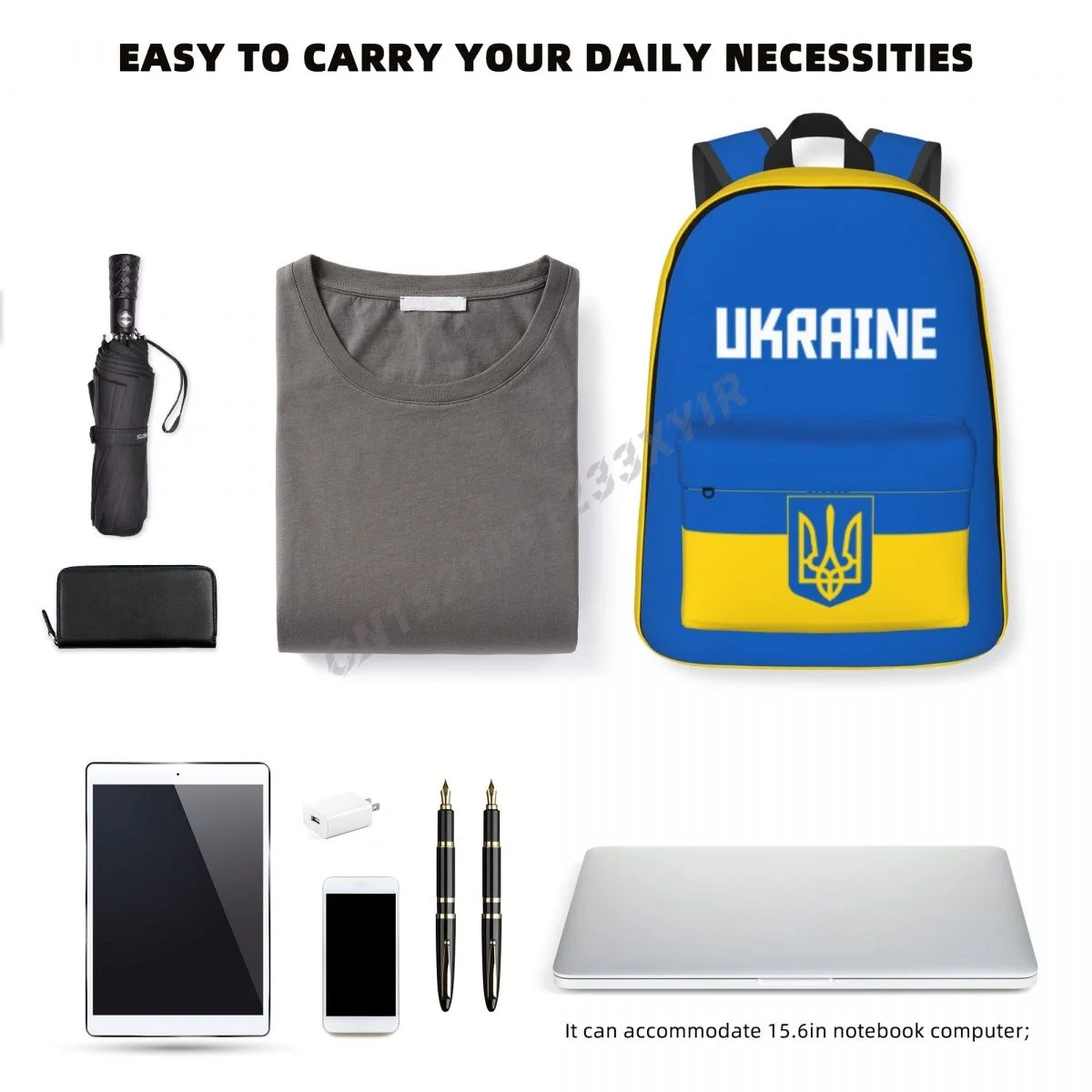 Unisex Backpack Ukraine Flag Ukrainians Stitch Schoolbag Messenger Bag Case Laptop Travel Bag Mochila Gift