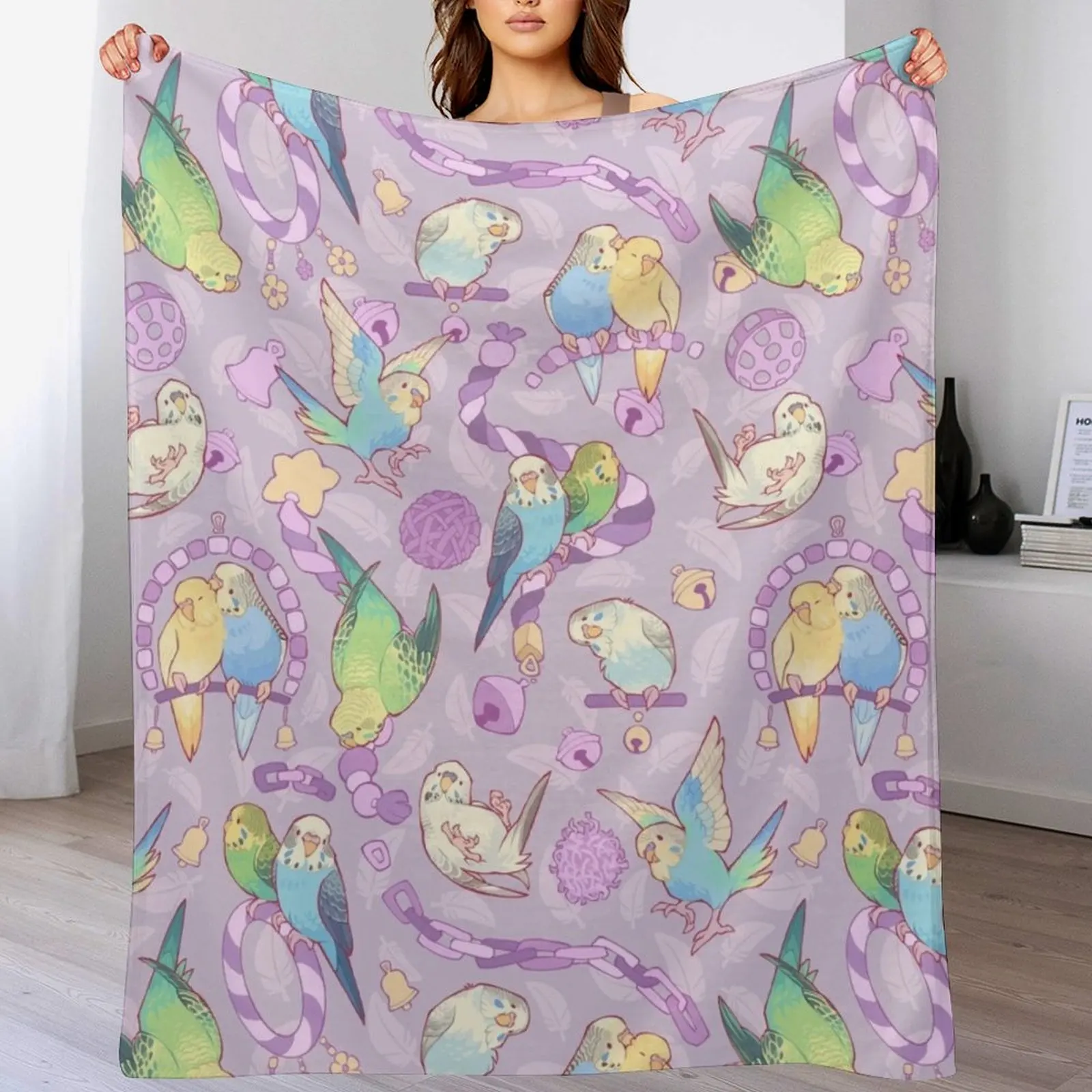 Budgie bunch grape froyo flavored Throw Blanket Luxury For Decorative Sofa Plush Quilt Blankets